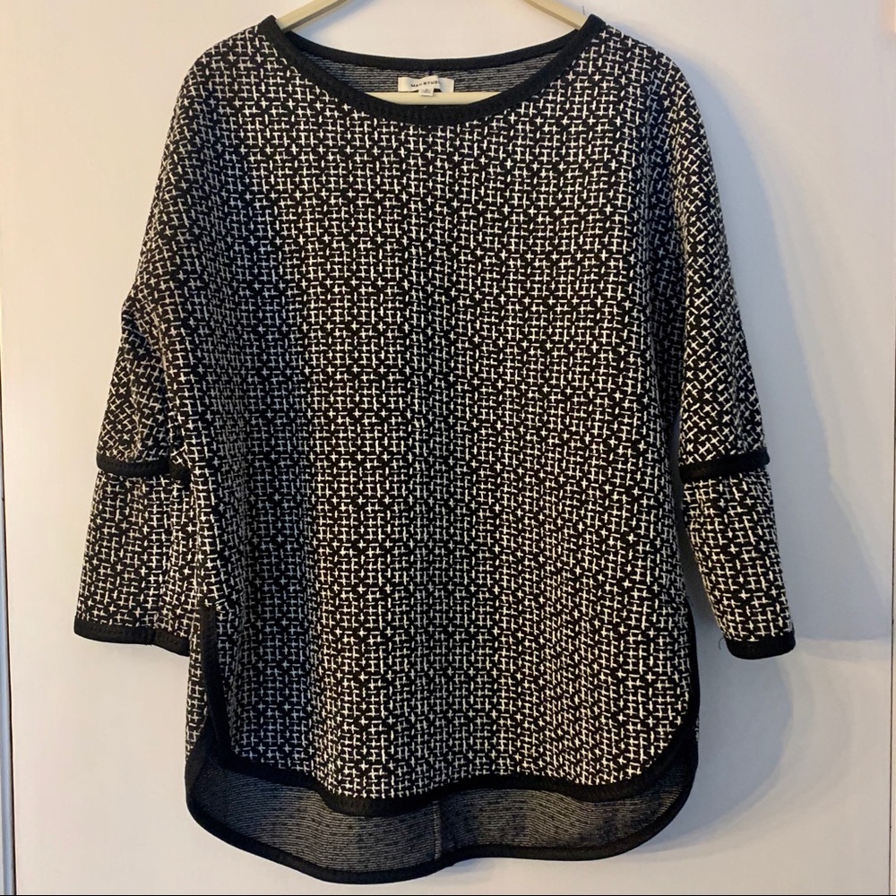 Max Studio Black Cross Tunic Top Small